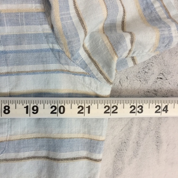 Vissla Button Down Shirt Mens Large Short Sleeve Blue Striped - Picture 11 of 12